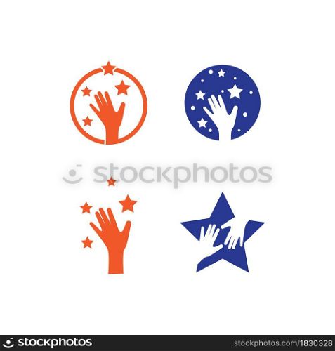 Hand and star logo illustration vector design