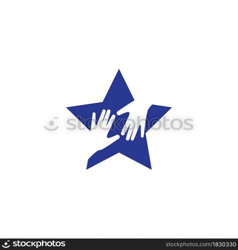 Hand and star logo illustration vector design