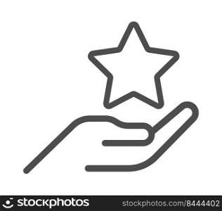 hand and the star. Vector icon of a bonus program, promotion or reward. Flat style