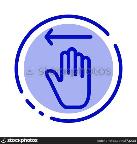 Hand, Arrow, Gestures, Left Blue Dotted Line Line Icon