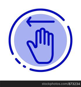 Hand, Arrow, Gestures, Left Blue Dotted Line Line Icon
