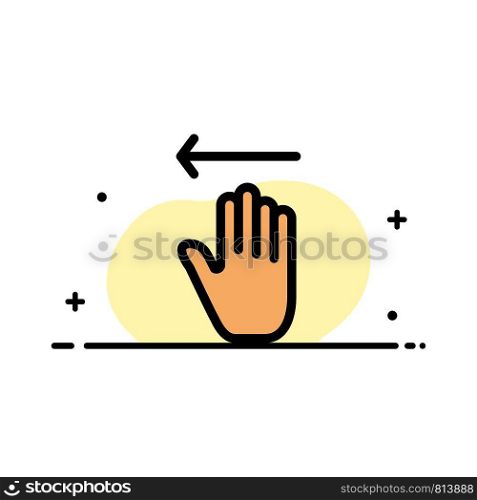 Hand, Arrow, Gestures, Left Business Flat Line Filled Icon Vector Banner Template