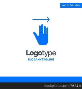 Hand, Arrow, Gestures, right Blue Solid Logo Template. Place for Tagline