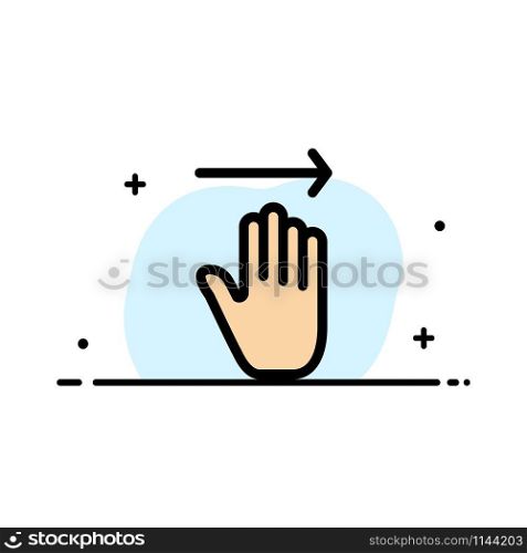 Hand, Arrow, Gestures, right Business Flat Line Filled Icon Vector Banner Template