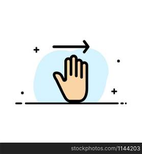Hand, Arrow, Gestures, right Business Flat Line Filled Icon Vector Banner Template