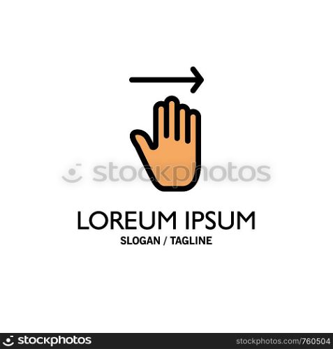 Hand, Arrow, Gestures, right Business Logo Template. Flat Color