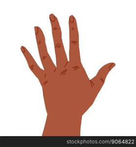 Hand back of the palm in relaxed gesture in brown skin color