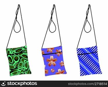 hand bags against white background, abstract vector art illustration