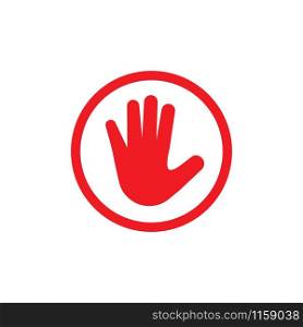 Hand blocking logo Stop Icon vector template