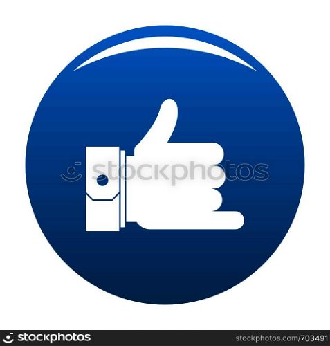 Hand call icon vector blue circle isolated on white background . Hand call icon blue vector