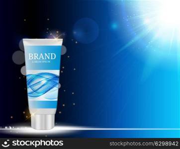 Hand Care Cream Bottle, Tube Template for Ads or Magazine Background. 3D Realistic Vector Iillustration. EPS10. Hand Care Cream Bottle, Tube Template for Ads or Magazine Backgr