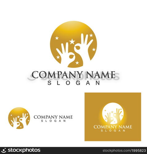 Hand care life help hope logo and symbol vector