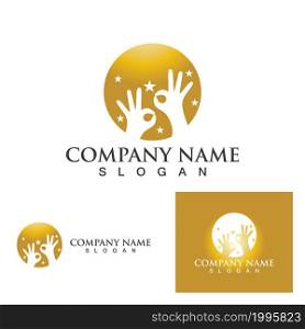Hand care life help hope logo and symbol vector