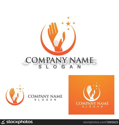 Hand care life help hope logo and symbol vector