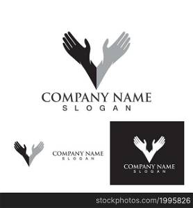 Hand care life help hope logo and symbol vector