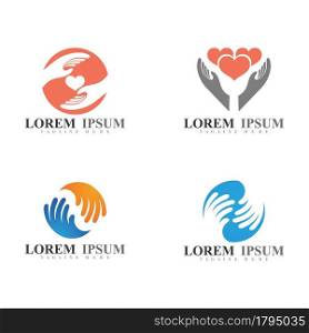 Hand care love logo and symbol vector
