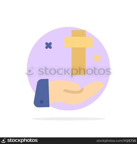 Hand, Celebration, Christian, Cross, Easter Abstract Circle Background Flat color Icon