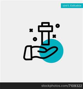 Hand, Celebration, Christian, Cross, Easter turquoise highlight circle point Vector icon