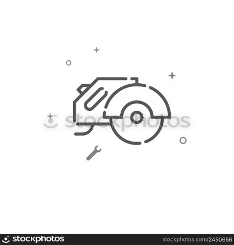 Hand circular saw simple vector line icon. Repair and decoration, finishing facilities symbol, pictogram, sign isolated on white background. Editable stroke. Adjust line weight.. Hand circular saw simple vector line icon. Tool symbol, pictogram, sign isolated on white background. Editable stroke