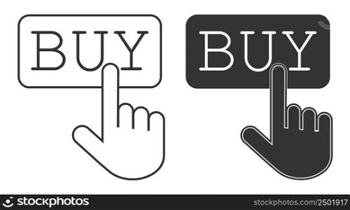 Hand click buy  icon. Now button illustration symbol. Sign purchase vector.