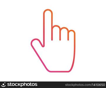 Hand click with finger. Thumb pointer button clicking or taping. Touch or push symbol. Isolated colorful rainbow design. Insta hand clicking or choosing. Linear icon. Vector EPS 10