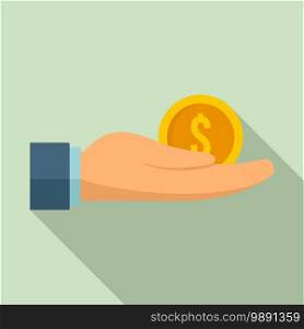 Hand coin bribery icon. Flat illustration of hand coin bribery vector icon for web design. Hand coin bribery icon, flat style