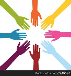 Hand Colorful Creative Connection with Teamwork