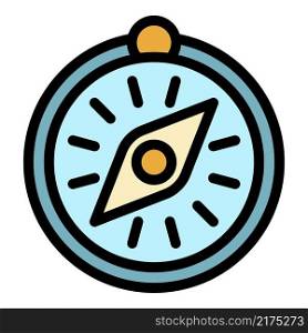 Hand compass icon. Outline hand compass vector icon color flat isolated. Hand compass icon color outline vector