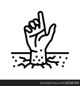 hand corpse zombie line icon vector. hand corpse zombie sign. isolated contour symbol black illustration. hand corpse zombie line icon vector illustration