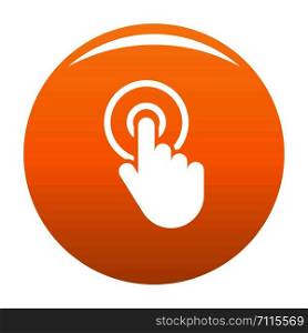 Hand cursor click icon. Simple illustration of hand cursor click vector icon for any design orange. Hand cursor click icon vector orange