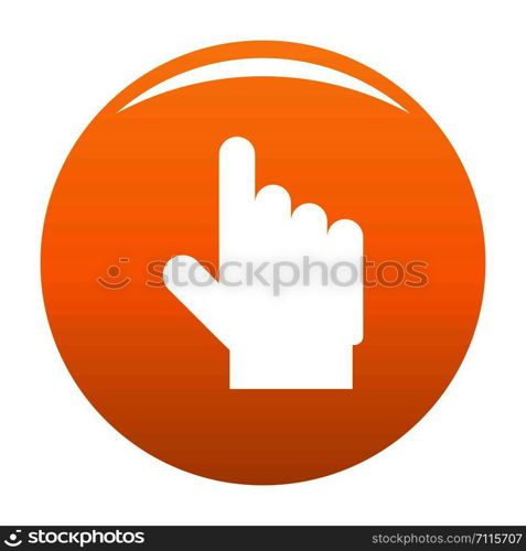 Hand cursor icon isolated on white background for any design orange. Hand cursor website icon vector orange