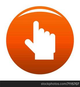 Hand cursor icon isolated on white background for any design orange. Hand cursor website icon vector orange