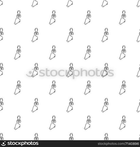 Hand cursor pointing to a person icon in outline style on a white background. Hand cursor pointing to person icon, outline style