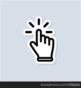 Hand cursor sticker. Clicking cursor icon. Clicking finger icon, hand pointer. Vector on isolated white background. EPS 10.. Hand cursor sticker. Clicking cursor icon. Clicking finger icon, hand pointer. Vector on isolated white background. EPS 10