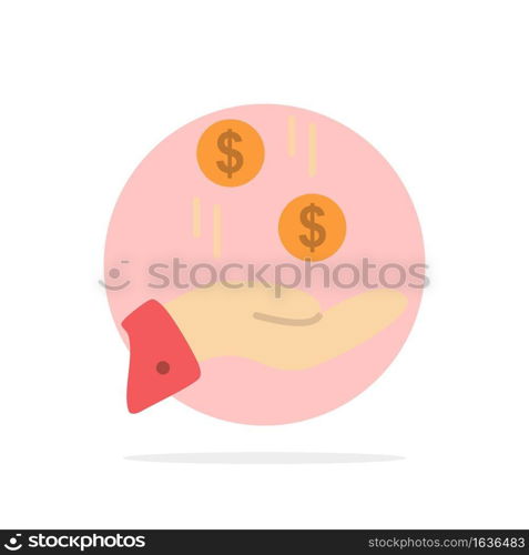 Hand, Dollar, Money, Currency, Charity Abstract Circle Background Flat color Icon