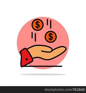 Hand, Dollar, Money, Currency, Charity Abstract Circle Background Flat color Icon