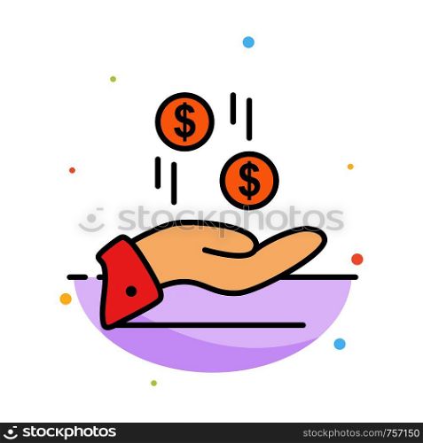 Hand, Dollar, Money, Currency, Charity Abstract Flat Color Icon Template