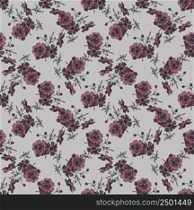 Hand draw bloom wildflowers. Cute floral abstract background seamless pattern.Botanical flowers wallpaper. Vector illustration graphic design fashion,textile, wrapping,print. Trendy lilac pastel color
