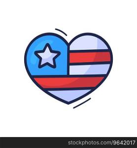 Hand draw cartoon american flag in heart sign Vector Image