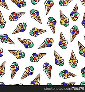 Hand draw doodle Ice cream seamless pattern. Summer background design.