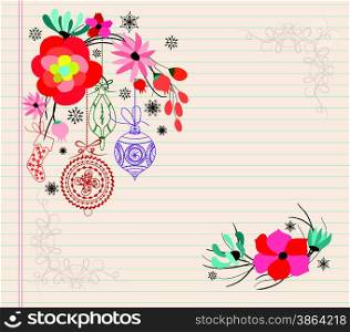 hand draw flower doodle christmas ornament