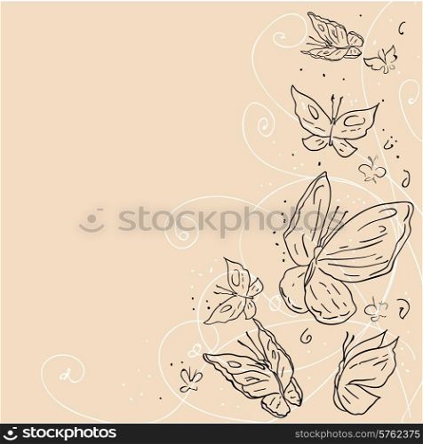 Hand draw grunge butterfly. Abstract vector background.. Hand draw grunge butterfly. Abstract vector background