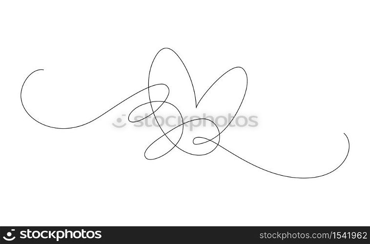 Hand draw heart drawing in continuous line. Decoration element for design. Vector Illustration.. Hand draw heart drawing in continuous line. Decoration element for design. Vector Illustration