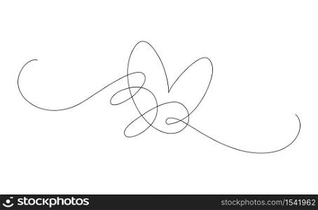 Hand draw heart drawing in continuous line. Decoration element for design. Vector Illustration.. Hand draw heart drawing in continuous line. Decoration element for design. Vector Illustration