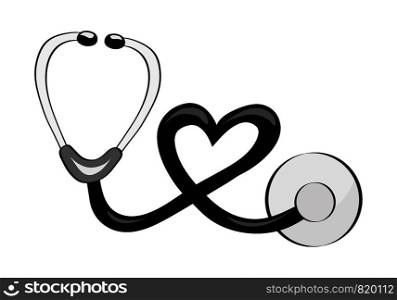 Hand draw stethoscope for the topic of medicine, medicine and health, cartoon style, stock vector illustration
