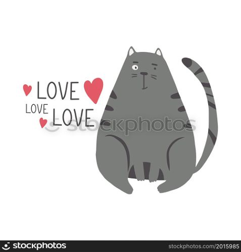 Hand Draw vector illustration character cute cat. Doodle cartoon style.. Hand Draw vector illustration character cute cat. Doodle cartoon style