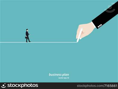 Hand drawing a line leading to business success goal. Creating path to success. Career, Leadership, Achievement, Vector illustration flat design