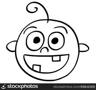 Hand drawing cartoon vector illustration of happy smiling baby face.
