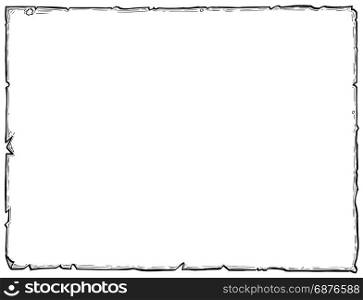 Hand drawing cartoon vector of empty background frame border scroll sheet of parchment paper illustration.