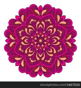 Hand drawing color zentangle element. Flower mandala. Vector illustration. The best for your design, textiles, posters, tattoos, corporate identity. Hand drawing color zentangle mandala element